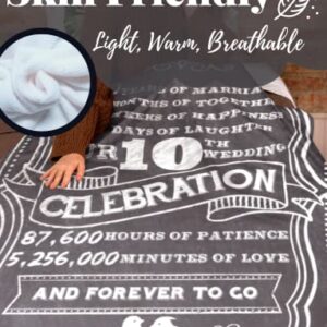 InnoBeta 10th Anniversary Tin Gifts, 10th Marriage Wedding Anniversary, Valentine's Day Gifts for Husband, Wife, 10 Year Wedding Anniversary Blanket for Him, 10th for Her and Couple (50"x65")