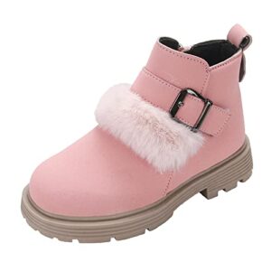 Girls Shoes Fashion Solid Color Short Boots Non Slip Breathable Nude Women Boots Toddler Girl Boots (Pink, 5.5-6 Years Little Child)