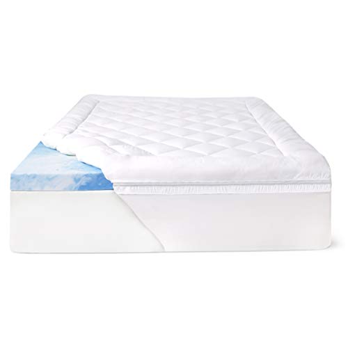 4" SealyChill™ Gel + Comfort Memory Foam Mattress Topper with Pillowtop Washable Allergen Resistant Cover, King (F02-00161-KG0), White