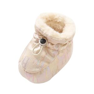 Baby Solid Color Toddler Cotton Shoes Fleece Warm Short Boots Shoes Fashion Printing Non Slip Breathable Nude Boots Boys Snow Boots Size 5 (A, 0-6 Months)