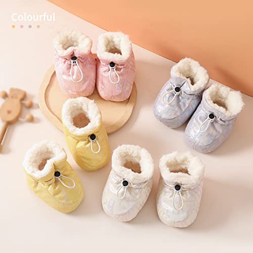 Baby Solid Color Toddler Cotton Shoes Fleece Warm Short Boots Shoes Fashion Printing Non Slip Breathable Nude Boots Boys Snow Boots Size 5 (A, 0-6 Months)