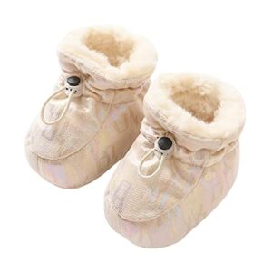 Baby Solid Color Toddler Cotton Shoes Fleece Warm Short Boots Shoes Fashion Printing Non Slip Breathable Nude Boots Boys Snow Boots Size 5 (A, 0-6 Months)