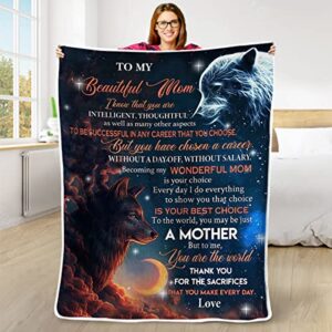 gadgetstalk becoming my wonderful mom is your choice wolf and moon blanket love blanket throw to my beautiful mom from daughter & son birthday thick throw for office 50x60 inch