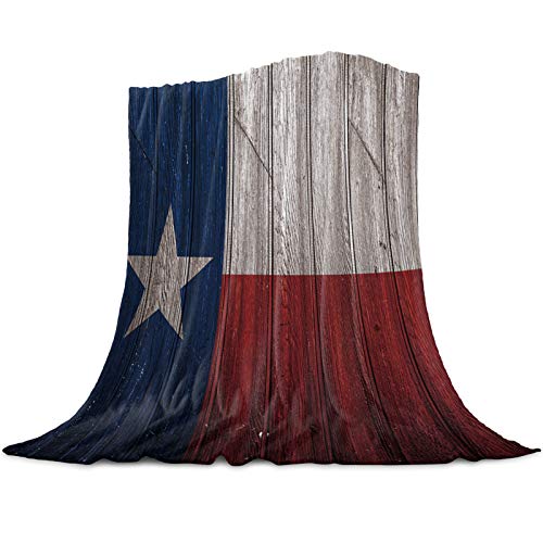 Prime-Home Durable Fleece Throw Blanket for Adults/Kids/Teens/Gifts 40'' x 50'', Western Texas Flag Painted on Rustic Wooden Board Luxury Cozy Warm Bed Sofa Couch Thermal Blankets for All Season