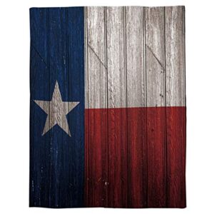 Prime-Home Durable Fleece Throw Blanket for Adults/Kids/Teens/Gifts 40'' x 50'', Western Texas Flag Painted on Rustic Wooden Board Luxury Cozy Warm Bed Sofa Couch Thermal Blankets for All Season