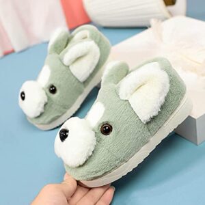 Girls Boys Home Slippers Warm Dog House Slippers for Toddler Winter Indoor Outdoor Shoes Fuzzy Warm Slipper (Mint Green, 5.5-6 Years)