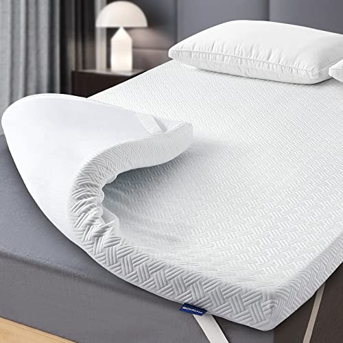 Bomdaia 3 Inch Gel Memory Foam Mattress Topper Full Size Cooling Mattress Pad Pressure Relief Bed Topper for Back Pain, High Density Bamboo Charcoal Firm Topper with Removable & Washable Cover