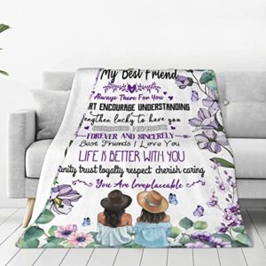 Best Friend Bestie Birthday Gifts Throw Blanket Women Bestie Sister Teen Girls Long Distance Friendship Gift Christmas or Birthday 60"x50"