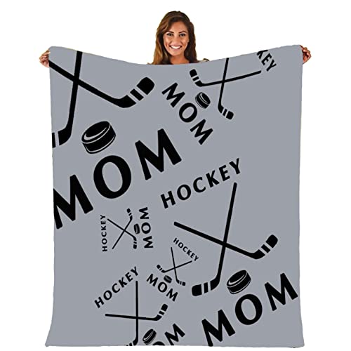 Cyloten Blanket Hockey Mom Fleece Blanket Foldrable Throw Blanket Washable Couch Sofa Fuzzy Blanket Reversible Plush Blanket Beach Blanket for Home Office