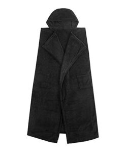 pop shop plush hooded throw blanket with pocket, 50"x60" + hood, black