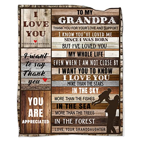 Grandpa Gifts, Gifts for Grandpa Blanket 50"x60", Grandpa Birthday Gifts from Granddaughter Soft Cozy Flannel Throw Blanket Christmas for Grandfather