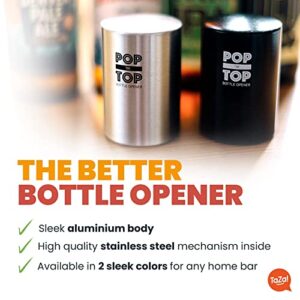 Pop-the-Top Beer Bottle Opener (Stainless): Automatic Bottle Cap Opener, Push Down Pop Off Bar Tool, Soda and Beer Cap Remover, Cool & Fun Gadget