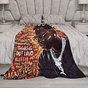 3D DIY American Rapper Young Music Dolph Throw Blanket,Flannel Plush Blanket for Winter Season Couch Bed Sofa Living Room,Anti-Static Air Conditioning Blanket 30"x40"