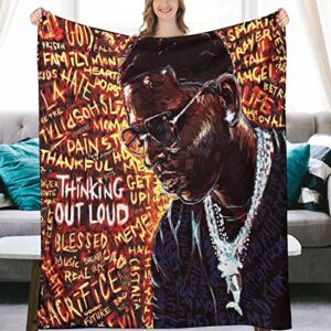 3D DIY American Rapper Young Music Dolph Throw Blanket,Flannel Plush Blanket for Winter Season Couch Bed Sofa Living Room,Anti-Static Air Conditioning Blanket 30"x40"