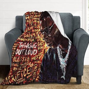 3D DIY American Rapper Young Music Dolph Throw Blanket,Flannel Plush Blanket for Winter Season Couch Bed Sofa Living Room,Anti-Static Air Conditioning Blanket 30"x40"