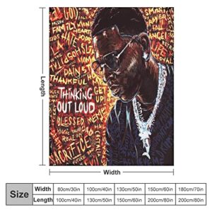 3D DIY American Rapper Young Music Dolph Throw Blanket,Flannel Plush Blanket for Winter Season Couch Bed Sofa Living Room,Anti-Static Air Conditioning Blanket 30"x40"