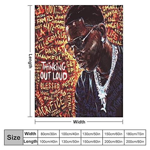 3D DIY American Rapper Young Music Dolph Throw Blanket,Flannel Plush Blanket for Winter Season Couch Bed Sofa Living Room,Anti-Static Air Conditioning Blanket 30"x40"