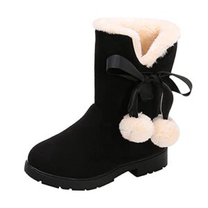 fashion snow baby boots princess girls bowkont boots kids shoes cotton baby shoes republican shoes (black, 8.5-9 years little kids)