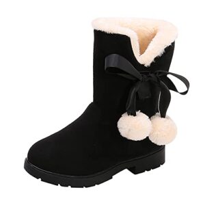 Fashion Snow Baby Boots Princess Girls Bowkont Boots Kids Shoes Cotton Baby Shoes Republican Shoes (Black, 8.5-9 Years Little Kids)