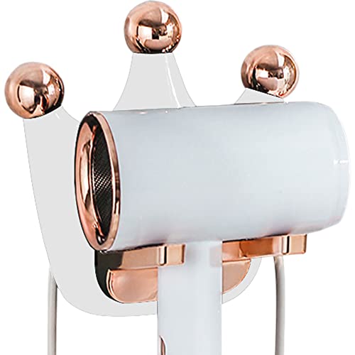 BETYMAO Crown Shape Hair Dryer Holder Foldable Wall Mounted Hair Dryer Rack Blow Dryer Holder Rack for Home Barbershop White