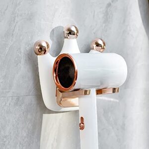 BETYMAO Crown Shape Hair Dryer Holder Foldable Wall Mounted Hair Dryer Rack Blow Dryer Holder Rack for Home Barbershop White