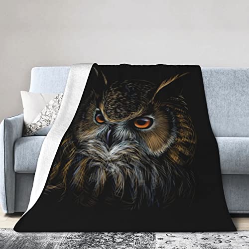 Owl Throw Blanket Realistic Animal Head Plush Fleece Flannel Blanket Ultral Soft for Sofa Couch Bed Living Room Pet Suitable for All Seasons 50"x40"