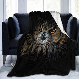 Owl Throw Blanket Realistic Animal Head Plush Fleece Flannel Blanket Ultral Soft for Sofa Couch Bed Living Room Pet Suitable for All Seasons 50"x40"