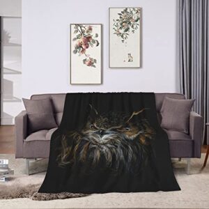 Owl Throw Blanket Realistic Animal Head Plush Fleece Flannel Blanket Ultral Soft for Sofa Couch Bed Living Room Pet Suitable for All Seasons 50"x40"