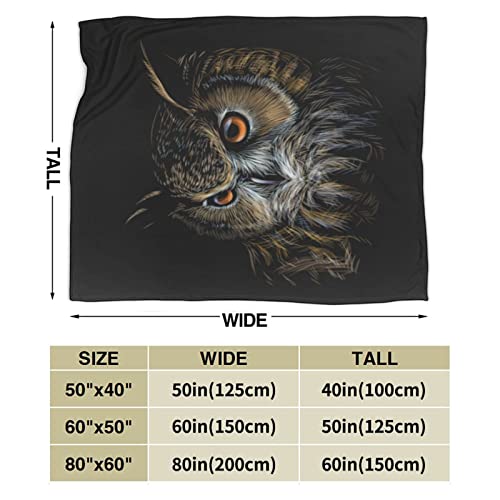 Owl Throw Blanket Realistic Animal Head Plush Fleece Flannel Blanket Ultral Soft for Sofa Couch Bed Living Room Pet Suitable for All Seasons 50"x40"