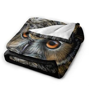 Owl Throw Blanket Realistic Animal Head Plush Fleece Flannel Blanket Ultral Soft for Sofa Couch Bed Living Room Pet Suitable for All Seasons 50"x40"