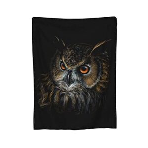 Owl Throw Blanket Realistic Animal Head Plush Fleece Flannel Blanket Ultral Soft for Sofa Couch Bed Living Room Pet Suitable for All Seasons 50"x40"