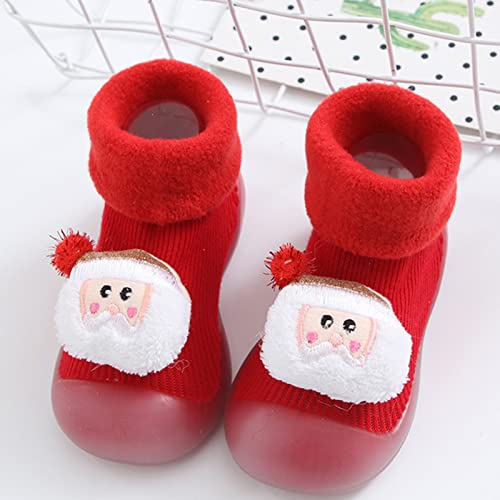 Snow Christmas Baby Socks Shoes Children Baby Socks Cartoon Baby Toddler Shoes Floor Socks Girls Size 8 Shoes Toddler (Red, 6-12 Months)