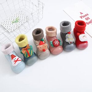 Snow Christmas Baby Socks Shoes Children Baby Socks Cartoon Baby Toddler Shoes Floor Socks Girls Size 8 Shoes Toddler (Red, 6-12 Months)