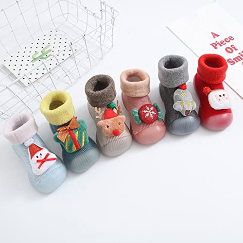 Snow Christmas Baby Socks Shoes Children Baby Socks Cartoon Baby Toddler Shoes Floor Socks Girls Size 8 Shoes Toddler (Red, 6-12 Months)