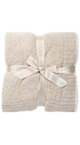 barefoot dreams cozychic blanket ribbed trim pink/white 45 x 60