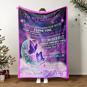 new daughter gifts from mom to daughter purple blanket, to my daughter blanket, soft fleece throw blankets graduation gifts ideas for women birthday, christmas, mother's day daughter gift 50" x 60"