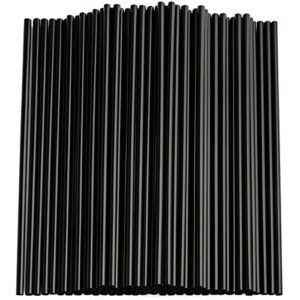 black straws,100 pcs long disposable plastic drinking straws. (0.23''diameter and 10.2"long)-black