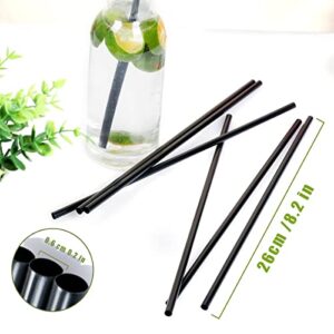 Black Straws,100 Pcs Long Disposable Plastic Drinking Straws. (0.23''diameter and 10.2"long)-Black