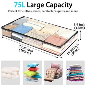 Vieshful 5 Pack 75L Grey Underbed Storage Bags and 3 Pack 75L Clear Underbed Containers，Large Capacity Clothing Organizers for Bedding Blanket Comforter Quilt