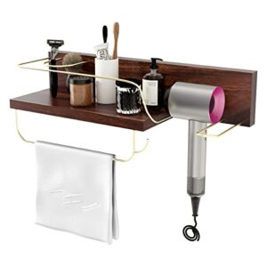 welland wooden hair dryer shelf hanging rack wall mount bathroom organizer with hair dryer holder wall