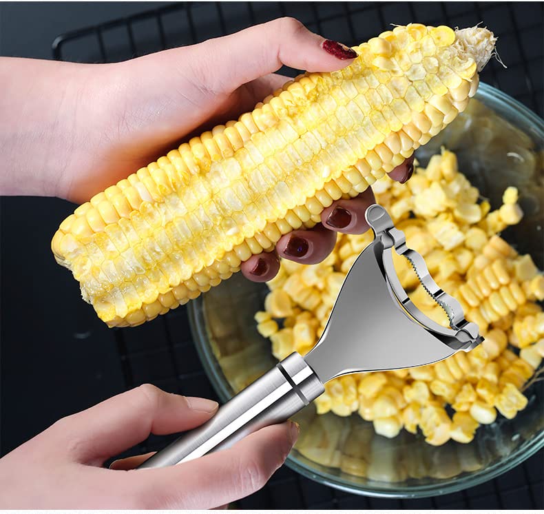 2PCS Corn Planer Cutter Thresher Peeler, Corn Thresher Cob Stripper Tool ,Premium Stainless Steel Corn Thresher Cob Remover tool with Ergonomic Handle