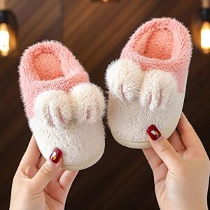 Kids Cotton Slippers Girls Boys Memory Foam Comfy House Slippers Bedroom Home Slippers Winter Warm Indoor Shoes Kids Girl (Pink, 11-11.5 Years Big Kids)