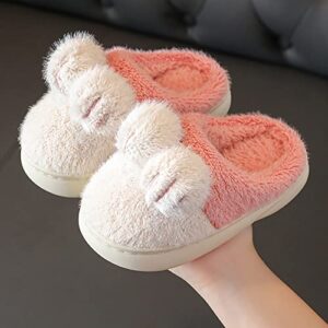 Kids Cotton Slippers Girls Boys Memory Foam Comfy House Slippers Bedroom Home Slippers Winter Warm Indoor Shoes Kids Girl (Pink, 11-11.5 Years Big Kids)