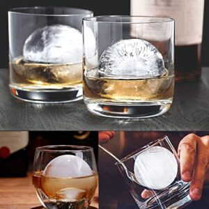 Helpcook Ice Ball Molds 4 Pack - Silicone Sphere Ice Molds with Built-in Funnel - 2.5 Inch Round Ice Cube Molds Ice Ball Maker Makes Large Ice Balls for Whiskey & Cocktails - Easy Release and BPA Free