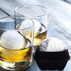 Helpcook Ice Ball Molds 4 Pack - Silicone Sphere Ice Molds with Built-in Funnel - 2.5 Inch Round Ice Cube Molds Ice Ball Maker Makes Large Ice Balls for Whiskey & Cocktails - Easy Release and BPA Free