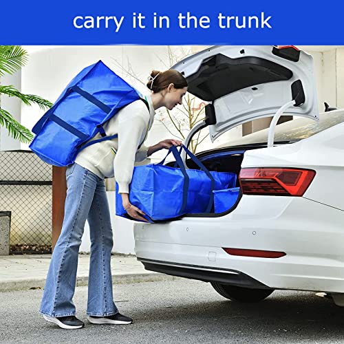 100L Large Storage Bags, Heavy-Duty Moving Bags, 4 Pack Closet Organizers, Clothes Foldable Storage Bins, Moving boxes, Storage Containers for Clothing, Blanket, Comforters, Toys, Bedding (Blue-6pack)