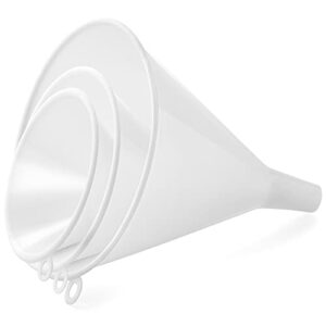 zulay 3-pieces plastic funnel set - large, medium, and small kitchen funnels for filling bottles - food grade cooking funnel set of 3