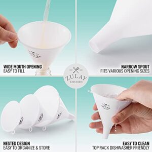 Zulay 3-Pieces Plastic Funnel Set - Large, Medium, and Small Kitchen Funnels for Filling Bottles - Food Grade Cooking Funnel Set of 3