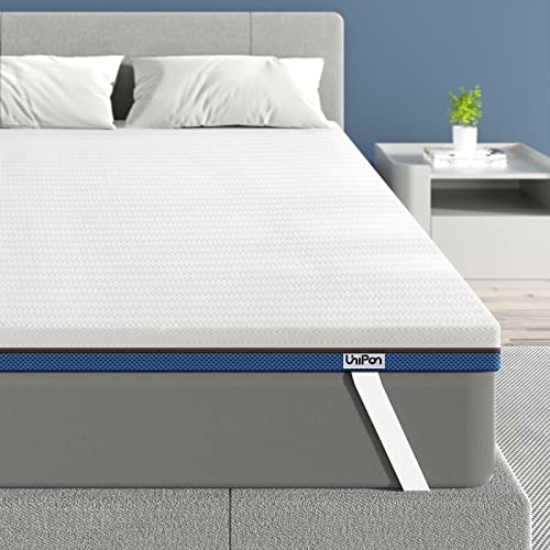 UniPon 4 Inch Gel Memory Foam Mattress Topper King, Medium Firm Mattress Topper, Bed Topper with Skin-Friendly Cover, Non-Slip Design, High-Density Memory Foam