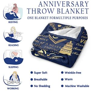 50th Wedding Gifts for 50th Anniversary Blanket - 50 Years of Wedding Gifts for Couple - Golden 50 Years of Marriage Throw Blankets Gifts for Dad Mom Grandparents Wife 60"X 50"